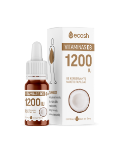 ECOSH vitaminas D3 su kokosų aliejumi 1200TV, 10ml 