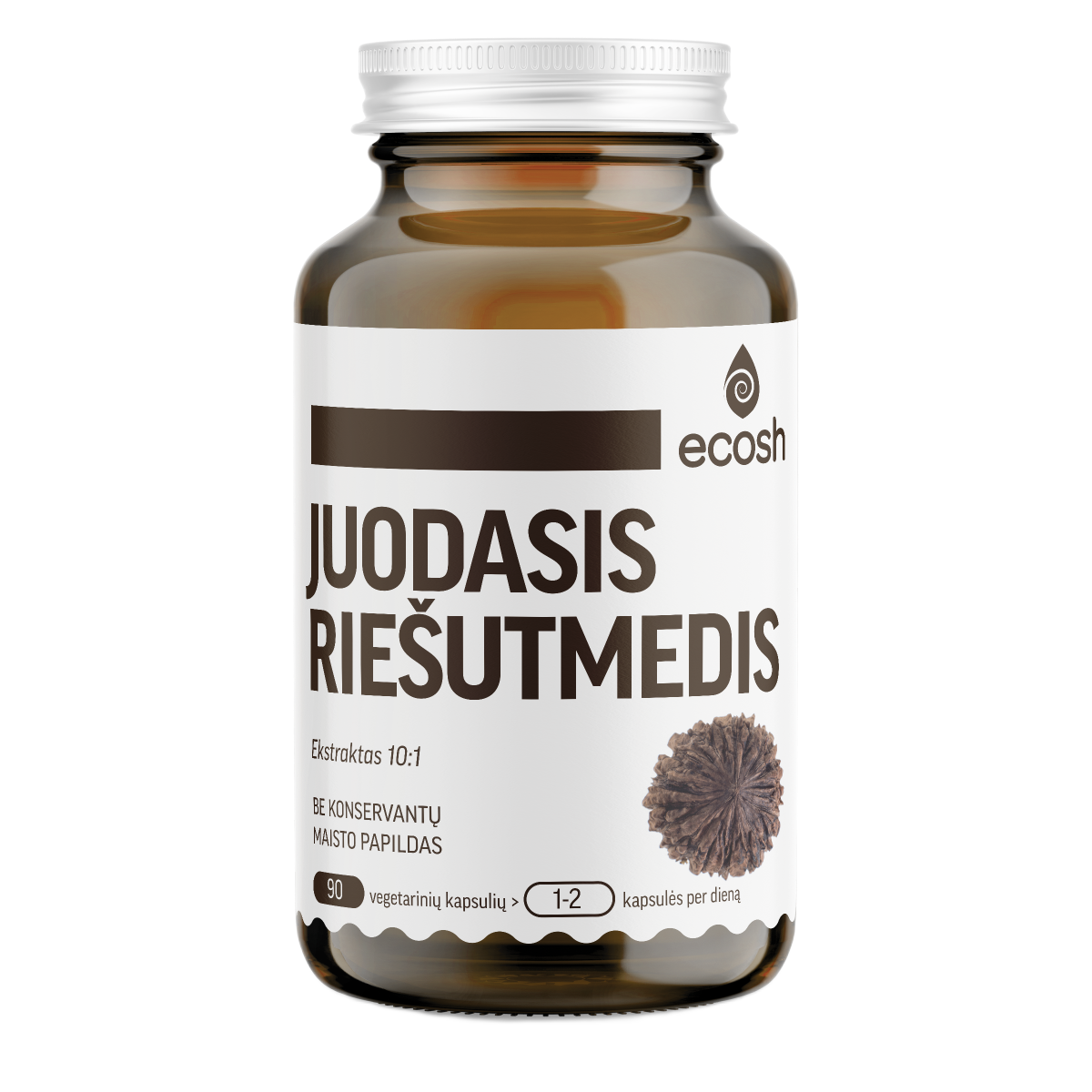 ECOSH JUODASIS RIEŠUTMEDIS, 90 kapsulių