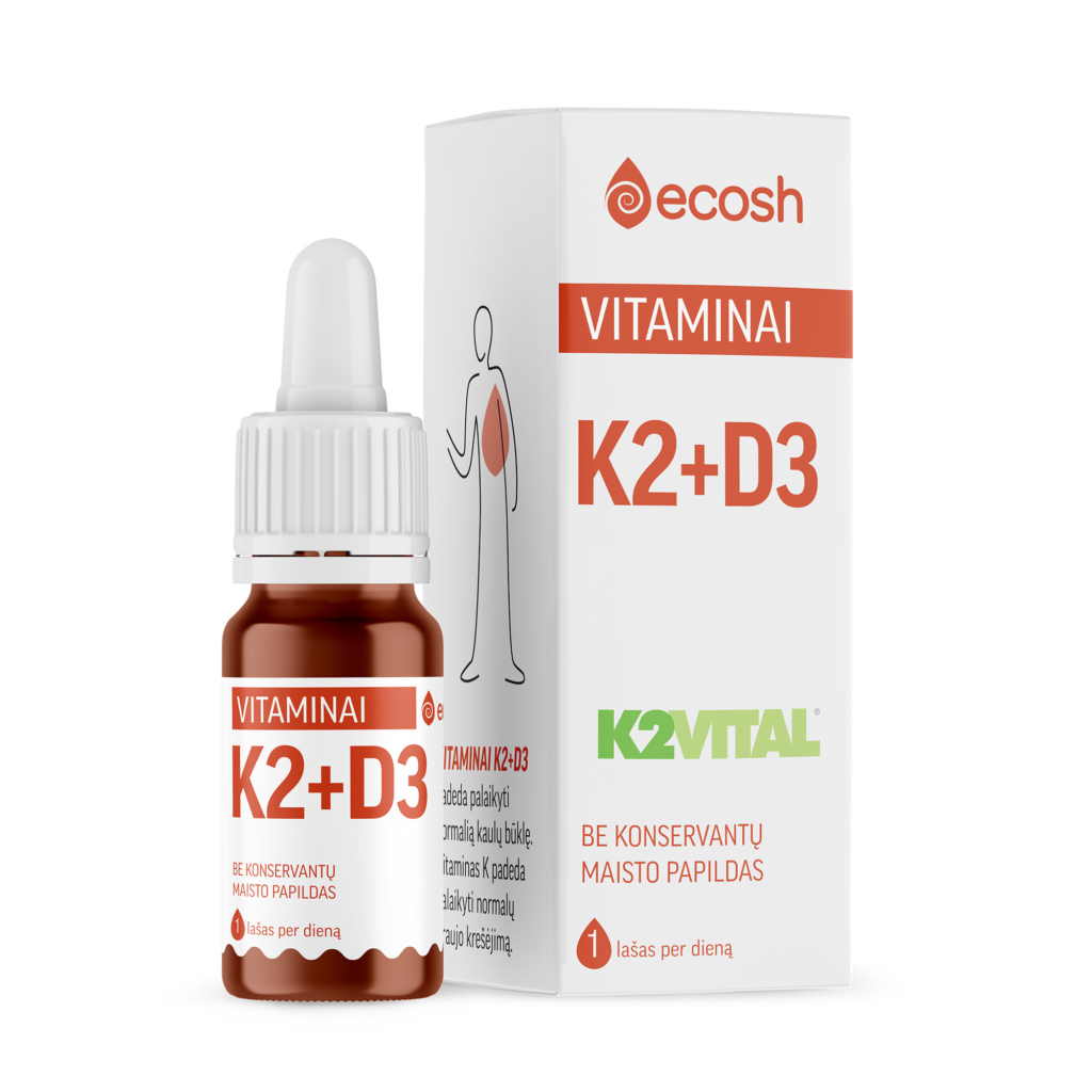 ECOSH vitaminai K2 (K2VITAL® 45μg) + D3 (2000IU, 50μg), 10ml
