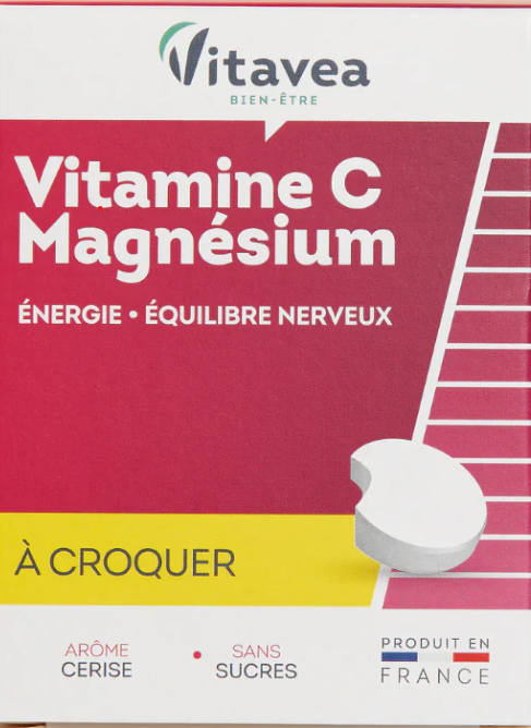 VITAVEA Vitaminai C, B6 ir magnis, 28 kramtomos tabl.