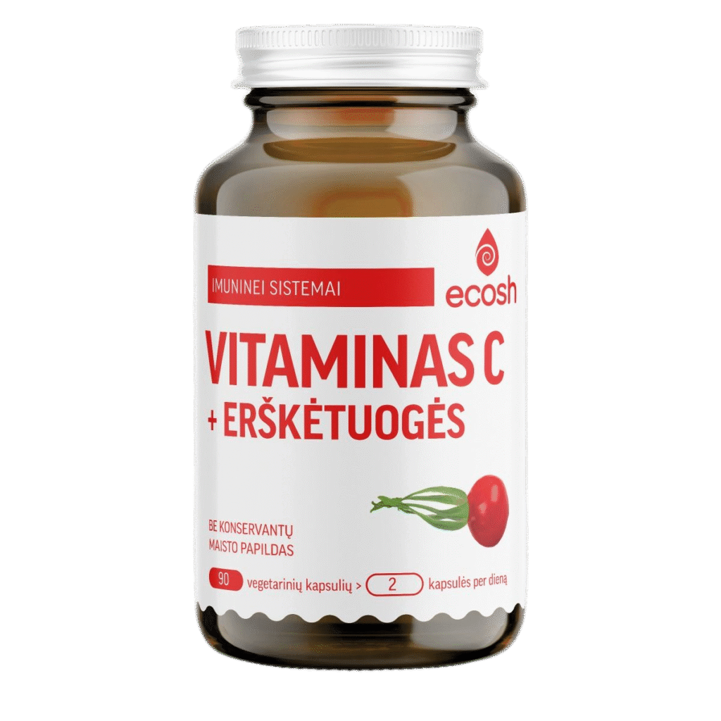 ECOSH vitaminas C su erškėtuogėmis, kapsulės N90