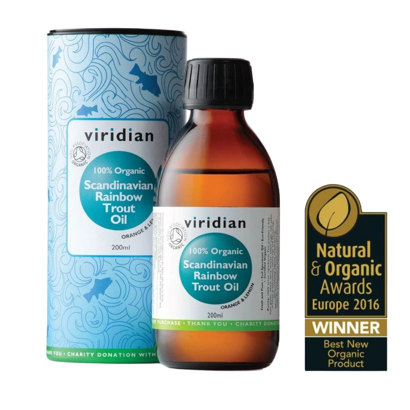 Skysti ŽUVŲ TAUKAI „100% Organic Scandinavian Rainbow Trout Oil“, 200 ml