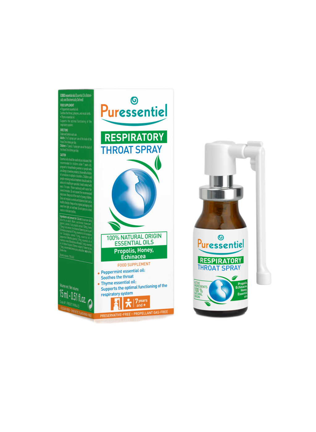 Puressentiel RESPIRATORY THROAT SPRAY gerklės purškalas, 15 ml